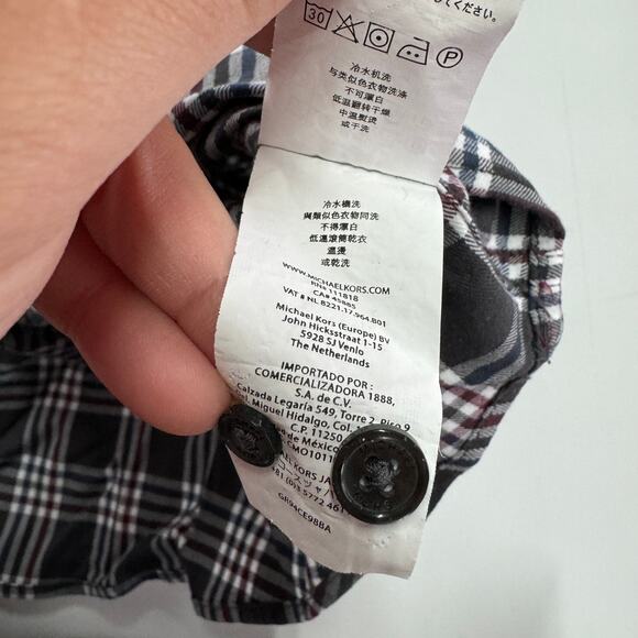 Michael Kors Shirt Mens XX Large Grey Plaid Classic Fit Button Down Cotton‎ - Picture 4 of 8